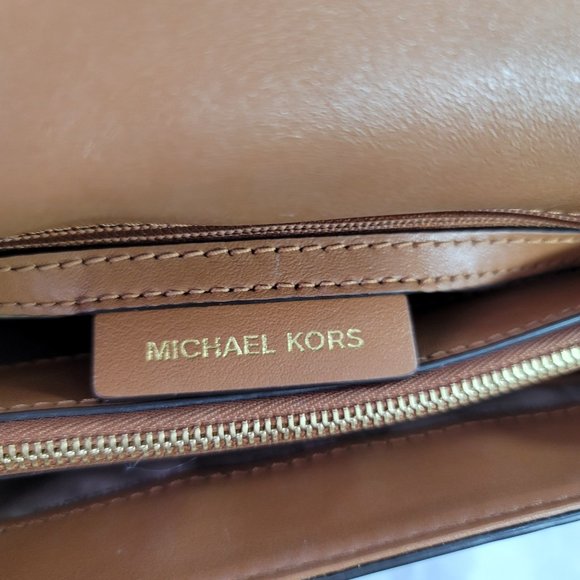 Michael Kors Whitney Large Leather Convertible Chain Shoulder Brown Leather Bag - Picture 13 of 15
